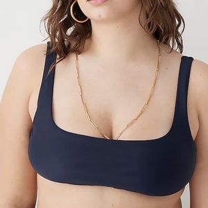 J Crew Squareneck Bikini Top, Navy, M